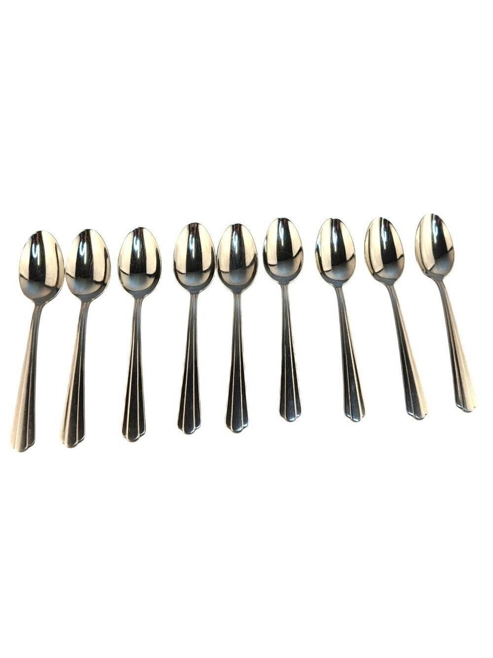 Hampton Set Of 9 Stainless Steel Fan Top Soup Spoons